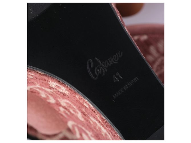 Autre Marque Sandali con zeppa espadrilles in scamosciato rosa Castañer con fiori - vista 7
