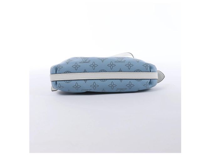 Borsa a tracolla Louis Vuitton Scala Mini Mahina in pelle bianca x blu M80497 - vista 6