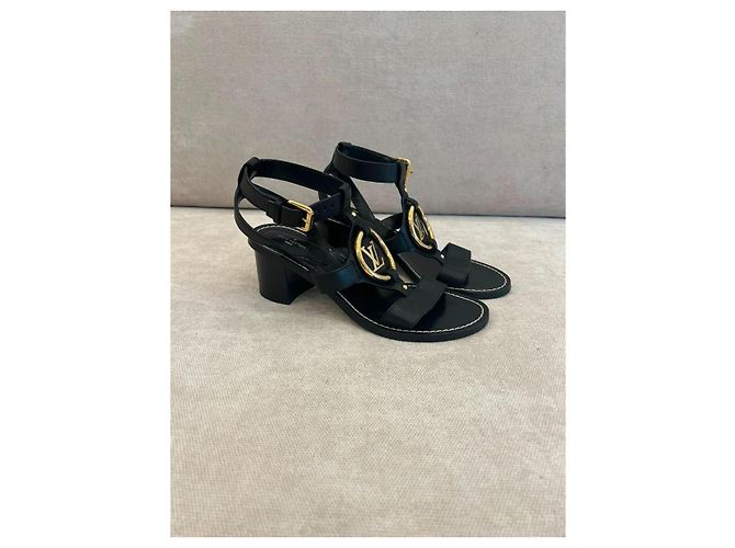 Graceful Sandali con tacco Louis Vuitton in pelle nera Nero - vista 3