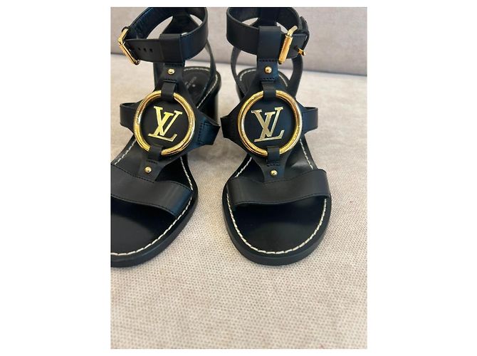 Graceful Sandali con tacco Louis Vuitton in pelle nera Nero - vista 5