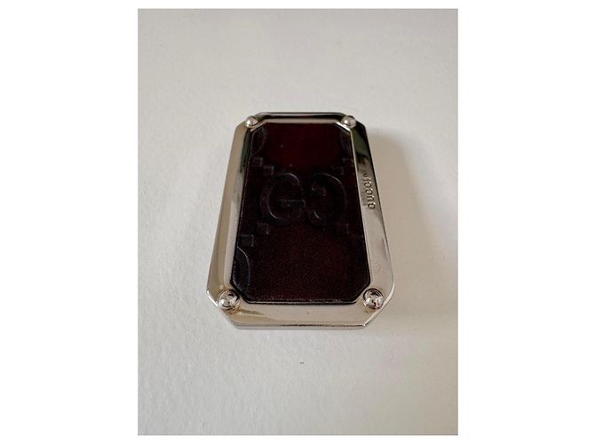 Clip per banconote Gucci GG in pelle marrone - vista 3