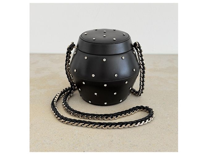 Borsa Pot decorata con cristalli Saint Laurent Runway Primavera 2014 – Hedi Slimane Nero - vista 4
