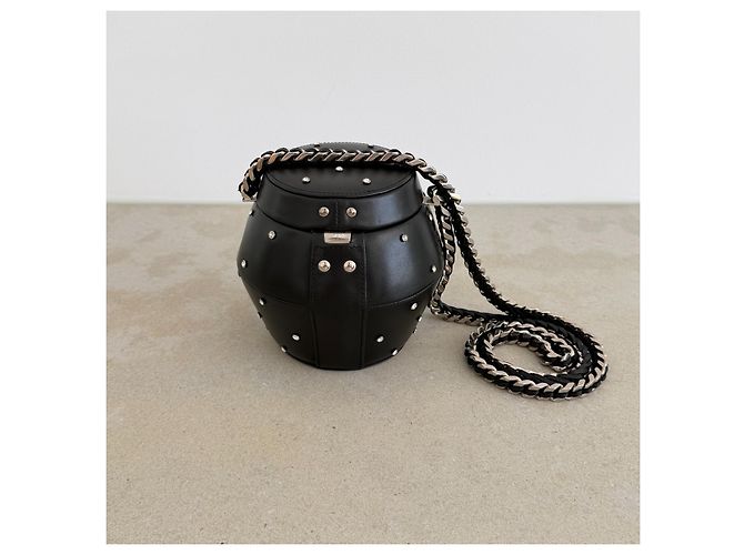 Borsa Pot decorata con cristalli Saint Laurent Runway Primavera 2014 – Hedi Slimane Nero - vista 8