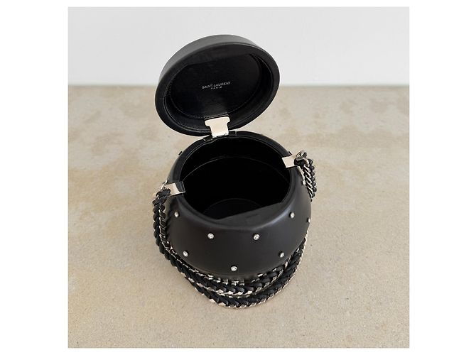 Borsa Pot decorata con cristalli Saint Laurent Runway Primavera 2014 – Hedi Slimane Nero - vista 9
