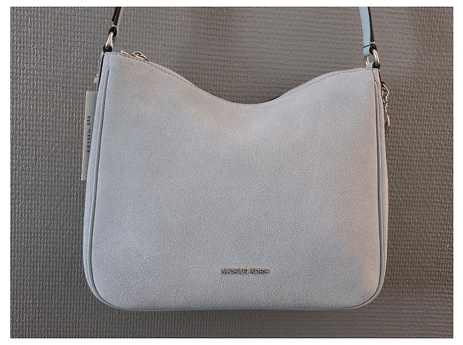 Borsa a tracolla Michael Kors Nyla in pelle liscia e scamosciata blu pallido Blu chiaro - vista 14