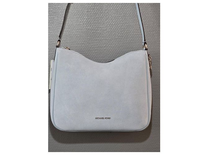 Borsa a tracolla Michael Kors Nyla in pelle liscia e scamosciata blu pallido Blu chiaro - vista 8