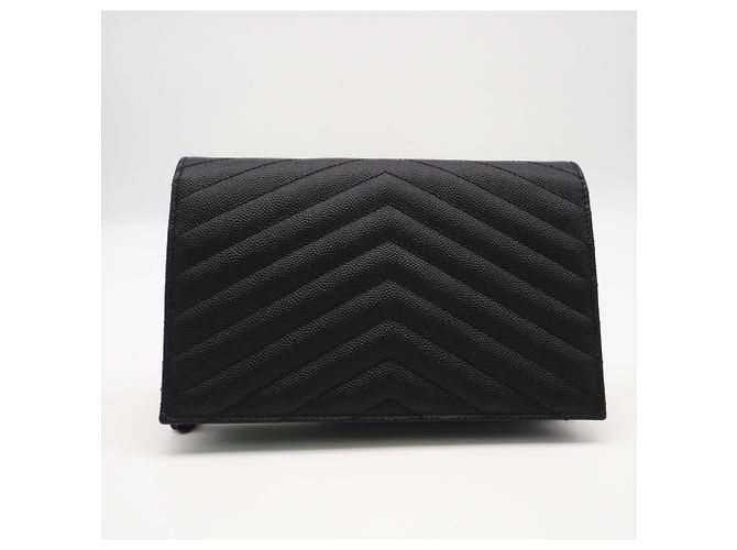 Sac à bandoulière en cuir de veau noir Yves Saint Laurent - vue 2