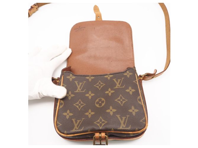 Borsa a spalla Louis Vuitton Monogram Cartouchiere PM M51254 Marrone Beige - vista 13