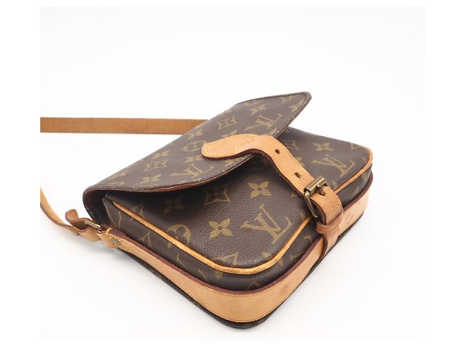 Borsa a spalla Louis Vuitton Monogram Cartouchiere PM M51254 Marrone Beige - vista 6