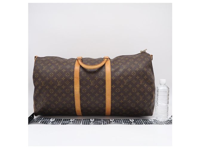 Louis Vuitton Monogram Keepall Bandoulière 60 Borsa Boston Marrone Beige - vista 3