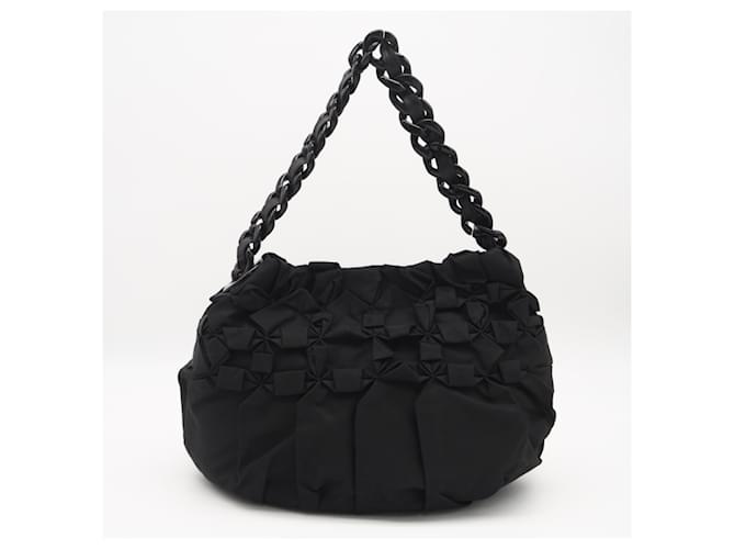 Borsa Prada Nylon Triangle Logo Frill Nero - vista 2