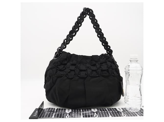 Borsa Prada Nylon Triangle Logo Frill Nero - vista 3