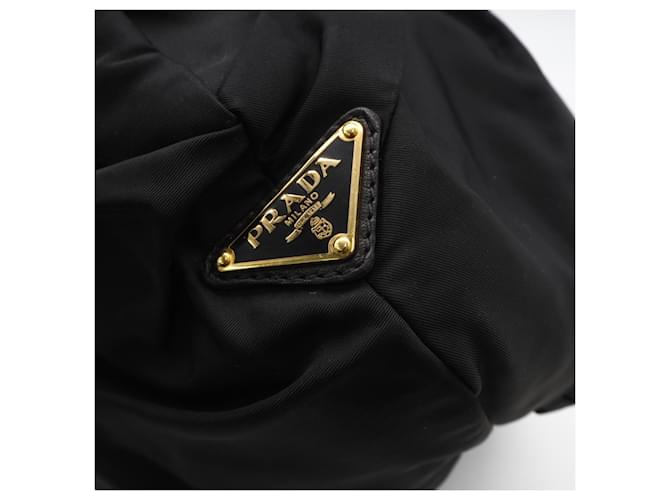 Borsa Prada Nylon Triangle Logo Frill Nero - vista 7