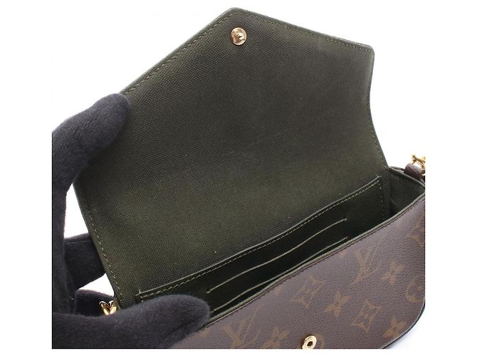 Louis Vuitton Multi Pochette Felicie Marrone Verde Monogramma - vista 5