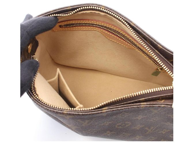 Borsa a Spalla Louis Vuitton Looping MM Marrone Monogramma - vista 3