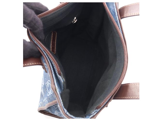 Borsa Tote Loewe Repeat Anagram Marrone Blu navy - vista 3