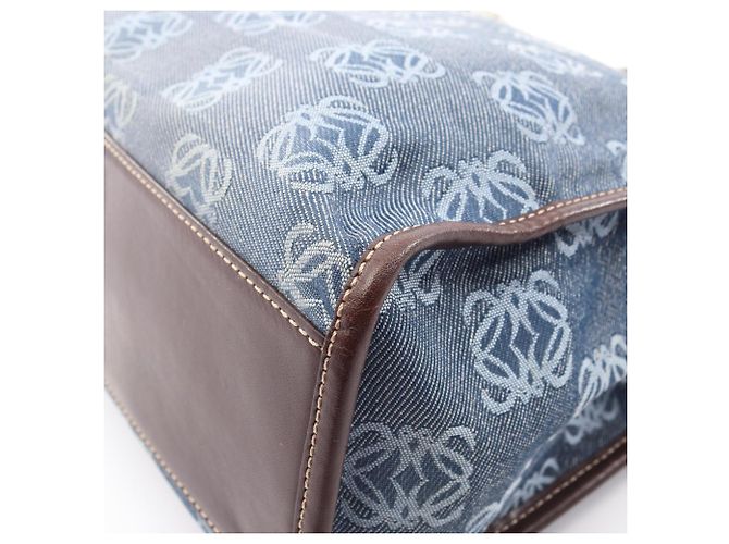 Borsa Tote Loewe Repeat Anagram Marrone Blu navy - vista 6