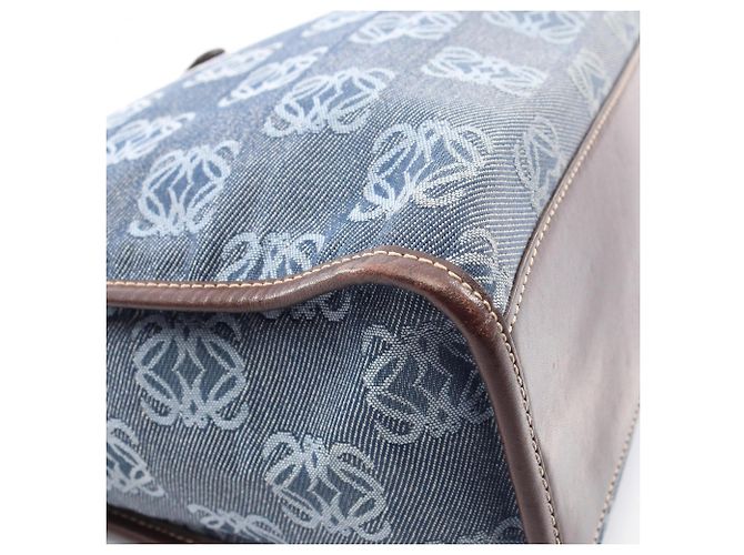 Borsa Tote Loewe Repeat Anagram Marrone Blu navy - vista 7