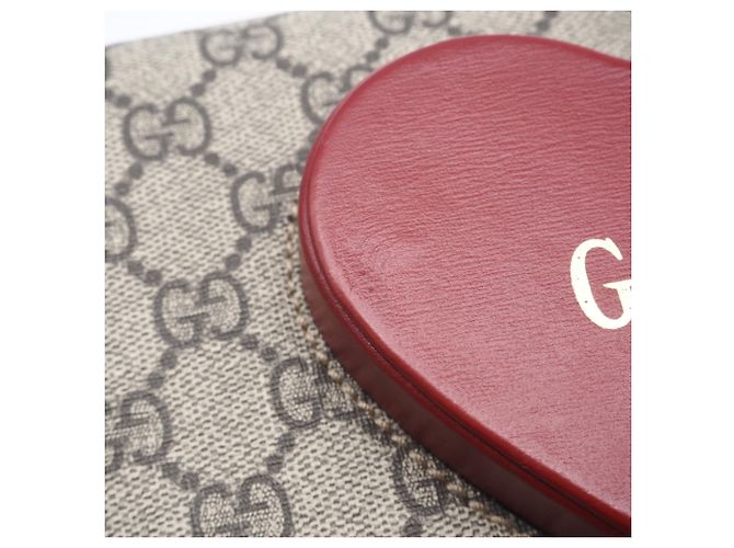 Gucci GG Supreme Shoulder Bag Valentine's Day Limited Edition Braun Rot - Ansicht 12