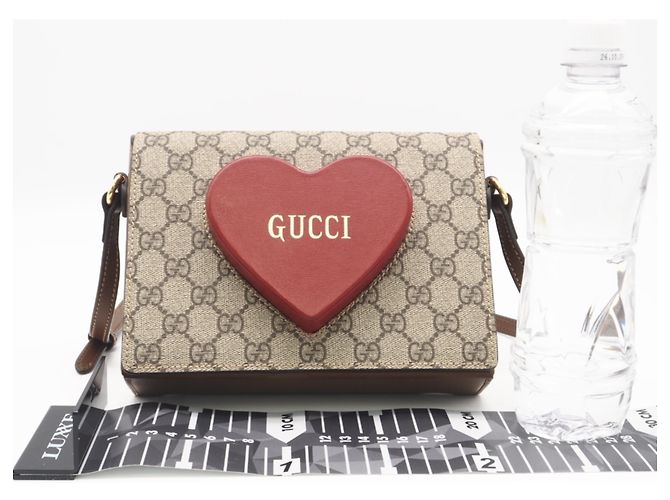 Gucci GG Supreme Shoulder Bag Valentine's Day Limited Edition Braun Rot - Ansicht 3