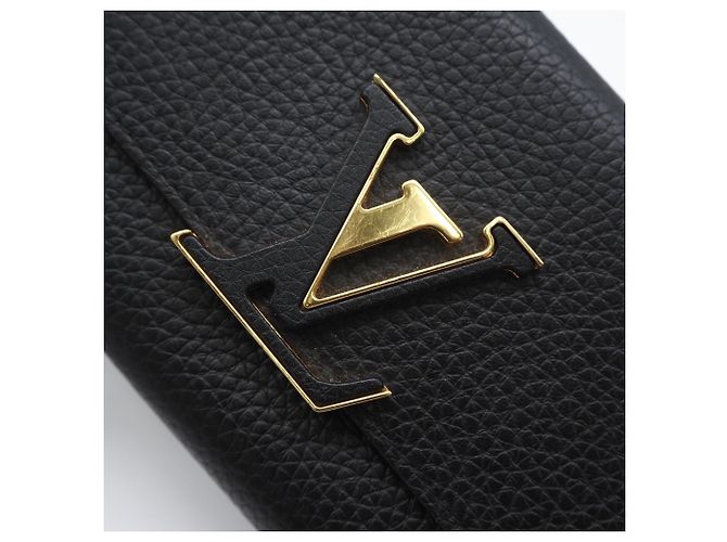Capucines Louis Vuitton Taurillon Long Wallet aus schwarzem Leder - Ansicht 5