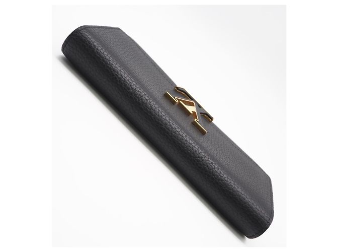 Capucines Louis Vuitton Taurillon Long Wallet aus schwarzem Leder - Ansicht 6