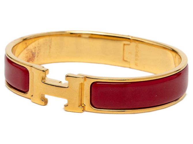 Hermès Pulsera Click H PM Hermes Roja Dorado - vista 2