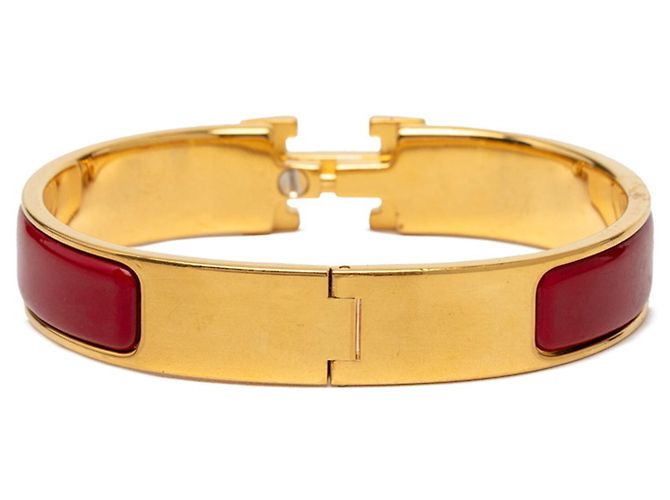 Hermès Pulsera Click H PM Hermes Roja Dorado - vista 3