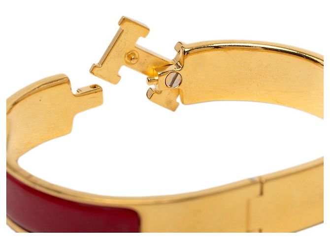Hermès Pulsera Click H PM Hermes Roja Dorado - vista 4