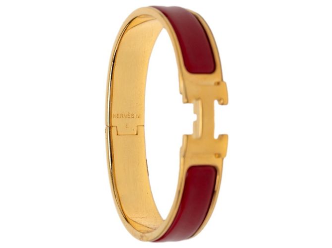Hermès Pulsera Click H PM Hermes Roja Dorado - vista 5