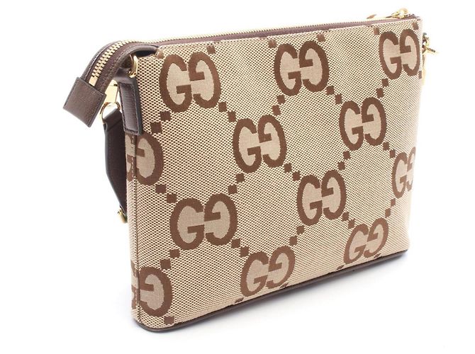 Borsa a tracolla Gucci Jumbo GG Marrone Beige - vista 2