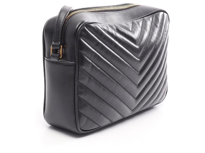 Borsa a Spalla Yves Saint Laurent LOU Monogram Nero - vista 2