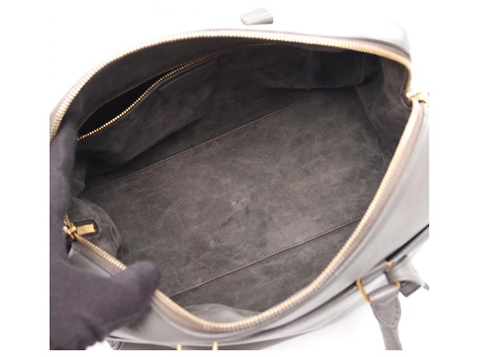 Duffle Borsa a 2 vie in pelle grigia Yves Saint Laurent Marrone - vista 3