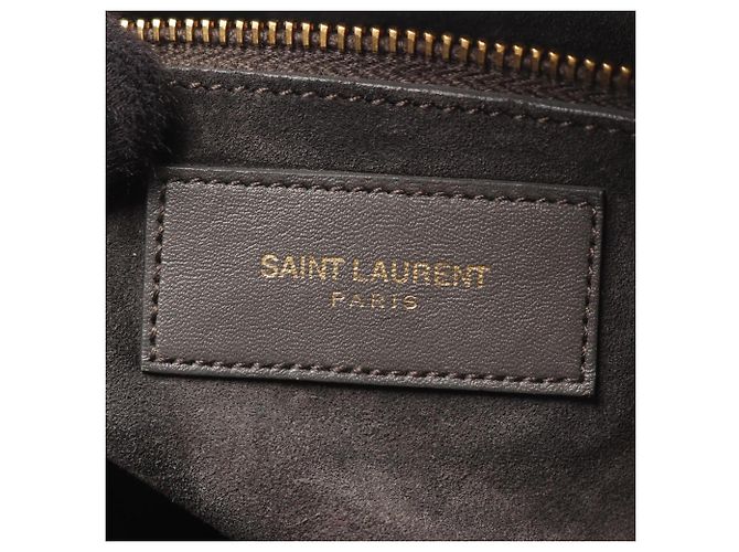 Duffle Borsa a 2 vie in pelle grigia Yves Saint Laurent Marrone - vista 4