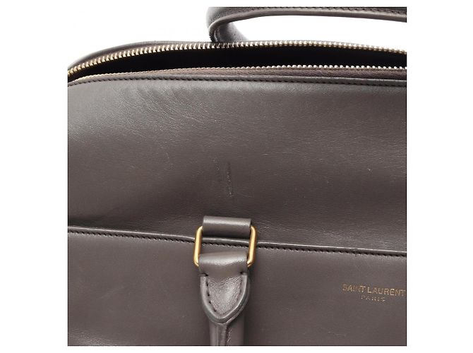 Duffle Borsa a 2 vie in pelle grigia Yves Saint Laurent Marrone - vista 7