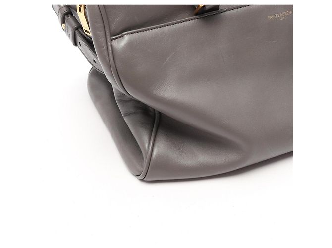 Duffle Borsa a 2 vie in pelle grigia Yves Saint Laurent Marrone - vista 8