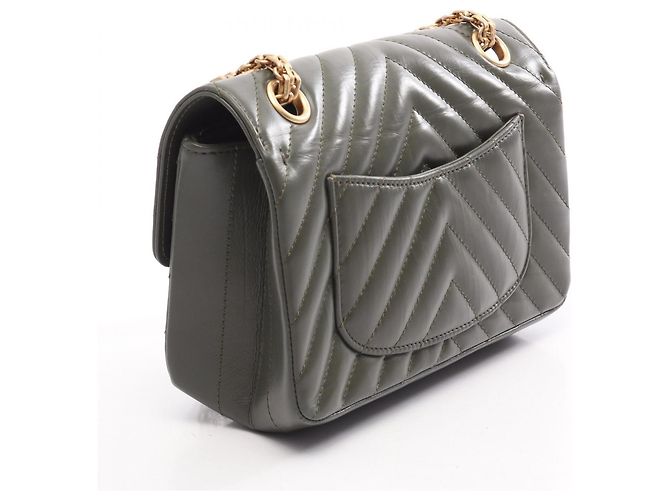 Borsa a Spalla Chanel 2.55 Chevron V-stitch Cachi - vista 2