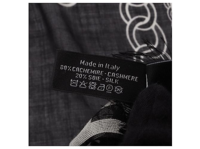 Timeless Chanel Coco Mark Schal aus Seide und Kaschmir Schwarz Weiß - Ansicht 4