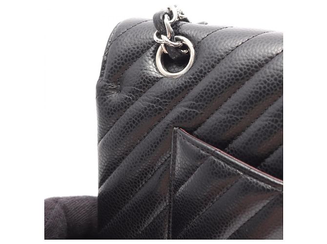 Borsa a tracolla Chanel Chevron V-stitch Double Flap Nero - vista 10