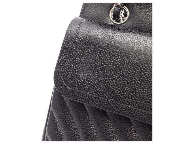 Borsa a tracolla Chanel Chevron V-stitch Double Flap Nero - vista 11