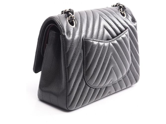 Borsa a tracolla Chanel Chevron V-stitch Double Flap Nero - vista 2