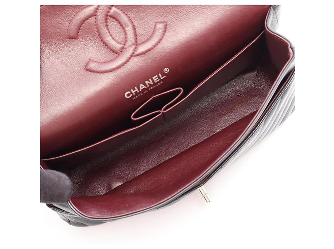 Borsa a tracolla Chanel Chevron V-stitch Double Flap Nero - vista 3