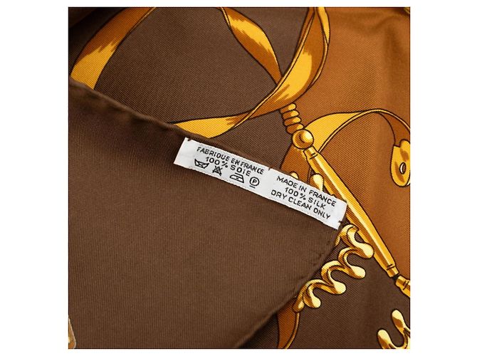Hermès Sciarpa Hermes Carre 90 LES CAVALIERS D'OR Marrone Multicolore - vista 8
