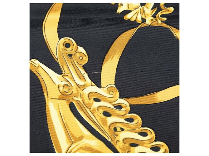 Hermès Sciarpa in seta Hermes LES CAVALIERS D'OR Nero D'oro - vista 5