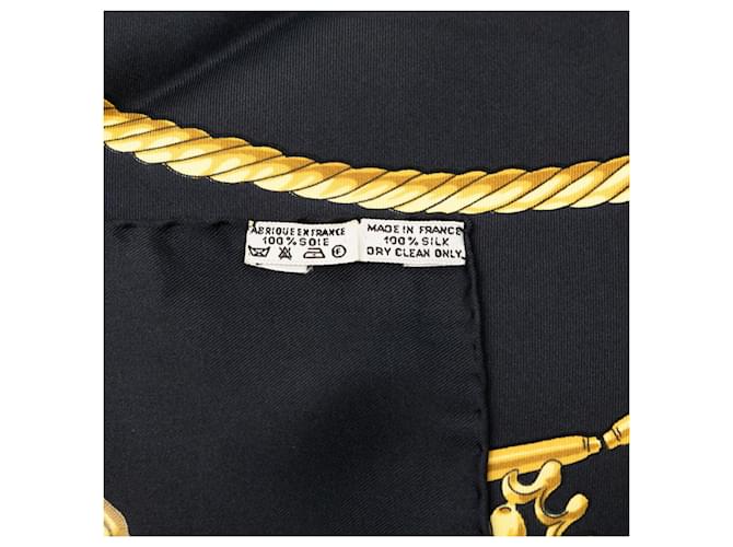 Hermès Sciarpa in seta Hermes LES CAVALIERS D'OR Nero D'oro - vista 8
