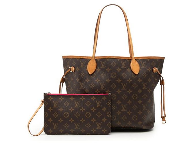 Borsa Tote Louis Vuitton Monogram Neverfull MM Marrone - vista 7