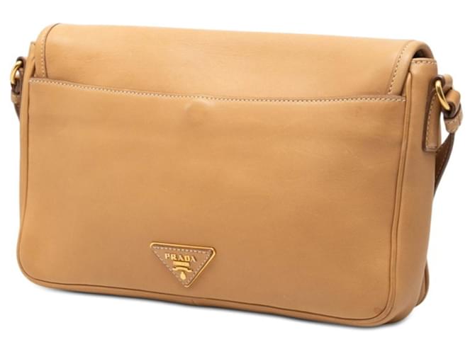 Borsa a tracolla con placca logo Triangle Prada Beige - vista 2