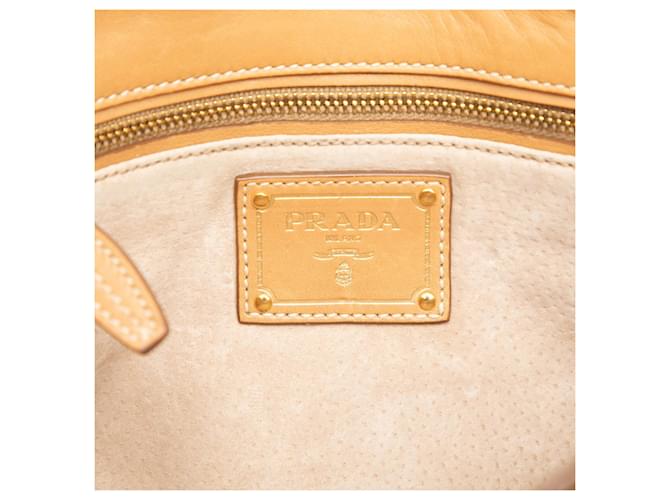 Borsa a tracolla con placca logo Triangle Prada Beige - vista 5