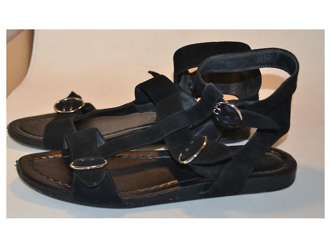Sandali bassi Prada in camoscio nero - vista 2