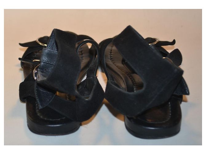 Sandali bassi Prada in camoscio nero - vista 4